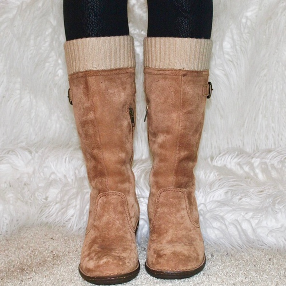 UGG Skyfall Knit Suede Wedge Boots